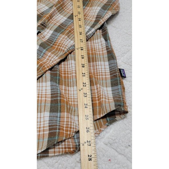 Patagonia Mens Brown Plaid Button Up Shirt Long Sleeve Collared Organic Cotton M - Picture 7 of 8